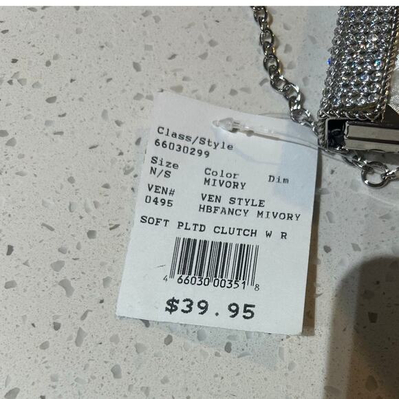 David’s Bridal Soft Pleated Clutch with Crystal Clasp NWT - Picture 9 of 9